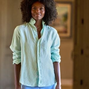 Frank & Eileen Relaxed Button Up Shirt Aqua 100% Cotton Size Small
